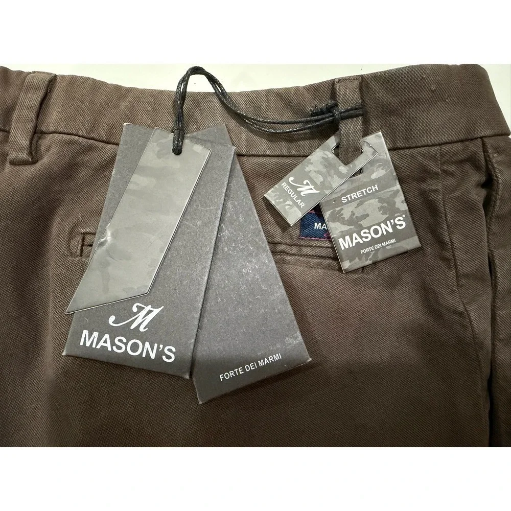 Mason's Torino Slim Fit Chino Pants Mens 50 Dark Brown Cotton Blend Trousers